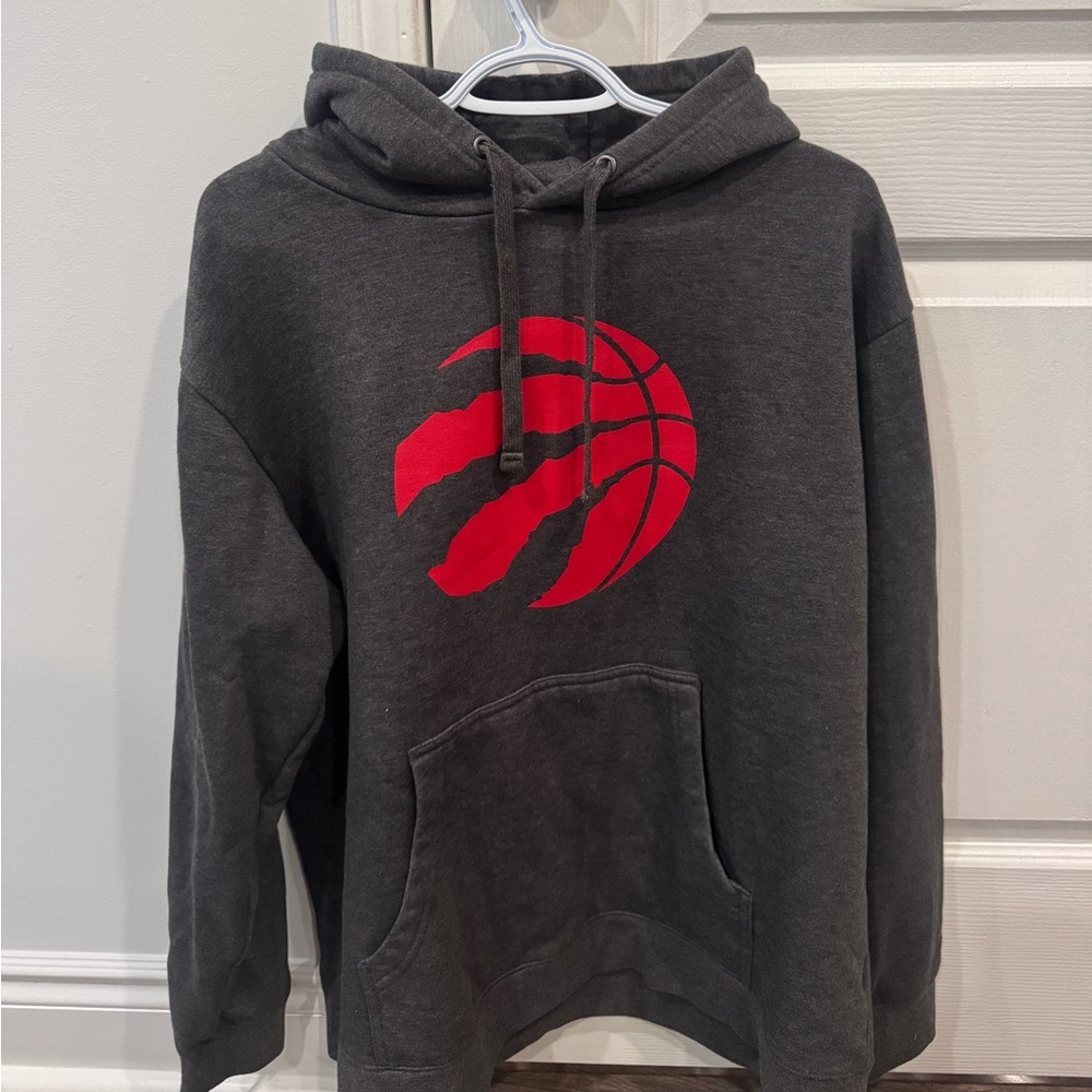 Gray Raptors Hoodie with Red Logo